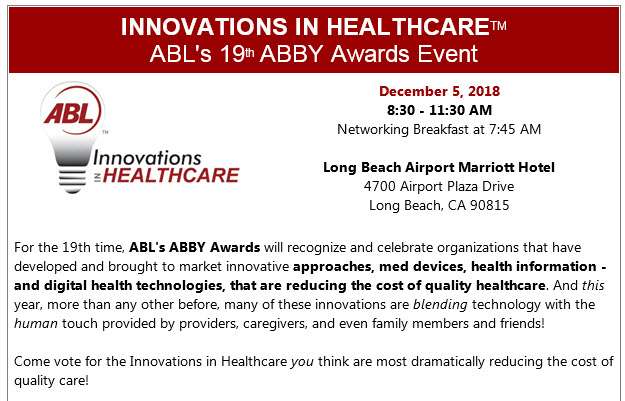 ABL's 19th Annual Innovations in Healthcare Abby Awards