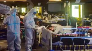 India hospital with doctors treating Covid-19 patients