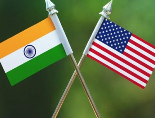 India's national flag and USA national flaf