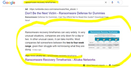 Alvaka Networks Ransomware Recovery Time Frames